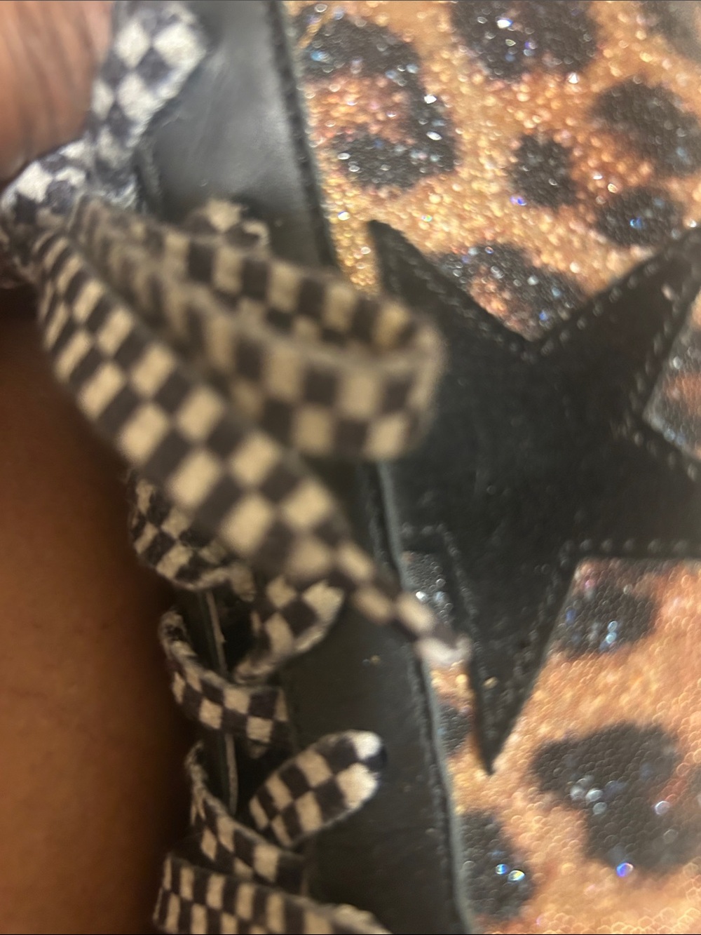 Golden Goose Leopard & Black Low-Top Sneakers with Checkerboard Laces - Picture 3 of 7
